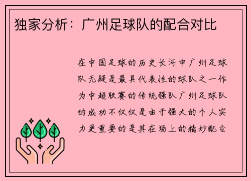 独家分析：广州足球队的配合对比
